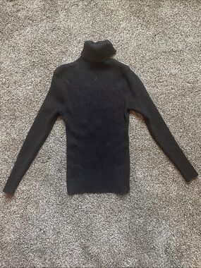 Ms. Maggie Slim Ribbed Black Turtleneck Sweater Women’s Small